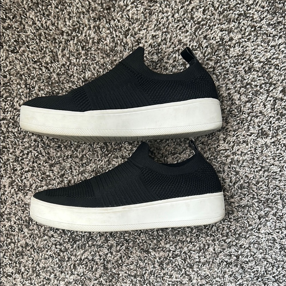 Steve Madden Black Slip-On Sneakers with White Soles